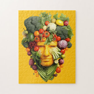 Quebra-cabeça Vegetable Face Art | Creative Vegan Food Portrait 