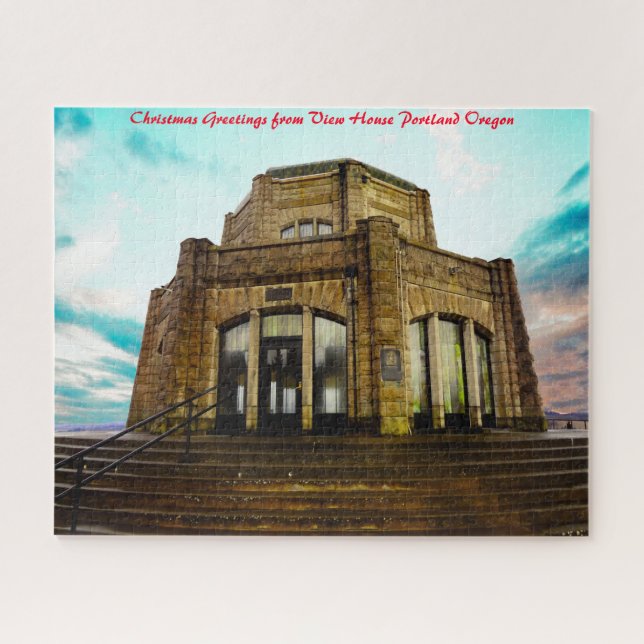 Quebra-cabeça Veja House Portland Oregon. Cartões de natal (Horizontal)