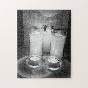 Quebra-cabeça velas brancas originais fotografias de vida estáti