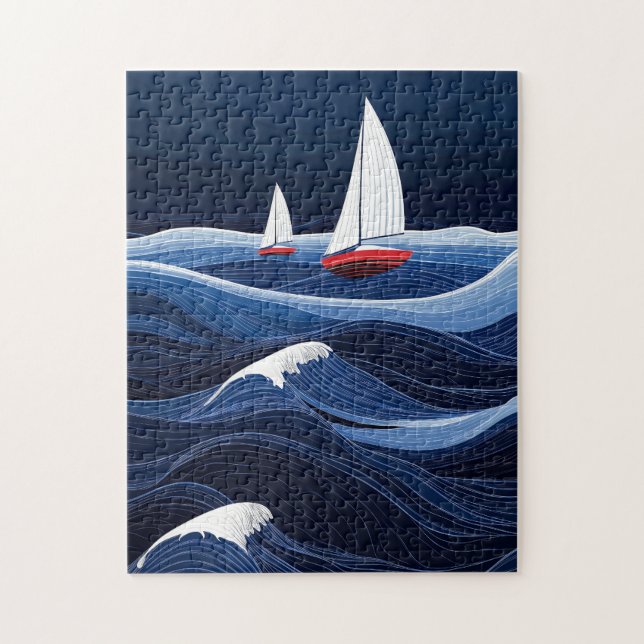 Quebra-cabeça Velejando as ondas - aventura náutica (Vertical)