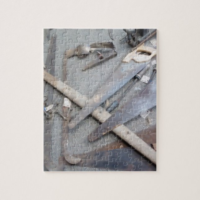 Quebra-cabeça velho da foto da ferramenta com (Vertical)