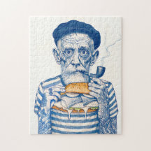 Velho Marinheiro Comendo Sanduíche
