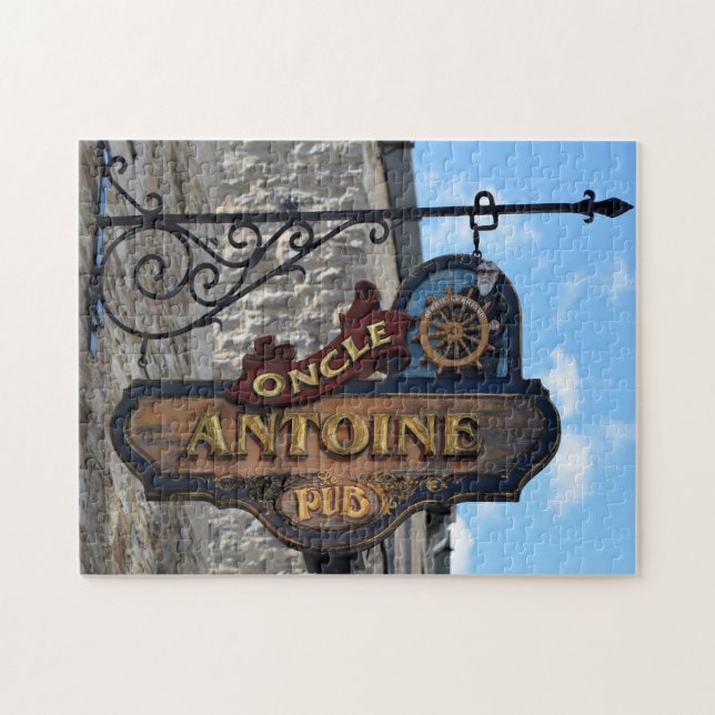 Quebra-cabeça Velhos Letreiros de Pub Quebec Canadá. (Horizontal)