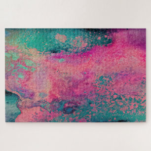 Quebra-cabeça “Vellum Etéreo” – Abstrato Azul Teal Rosa