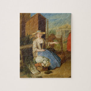 Quebra-cabeça Vendedor vegetal, jardim de Covent, c.1726 (óleo