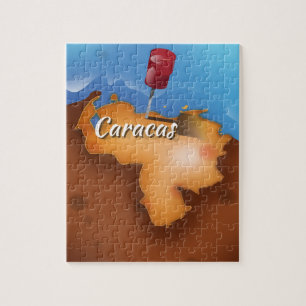 Quebra-cabeça venezuela, poster de viagens vintage de Caracas