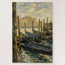 Quebra-cabeça Venice Gondola Gold Van Gogh Style Art Puzzle