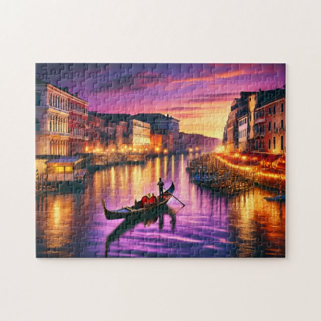 Quebra-cabeça Venice Gondola Grand Canal Romantic Italy Night (Horizontal)