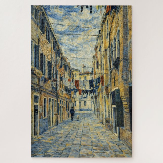 Quebra-cabeça Venice Laundry Street Van Gogh Style Art Puzzle (Vertical)