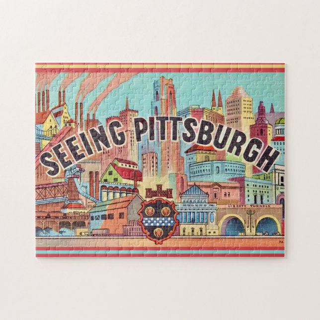 Quebra-cabeça Ver Pittsburgh Ilustrado 11x14 (Horizontal)