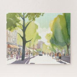 Quebra-cabeça Verão na Beacon Street | Boston, MA Aquarela