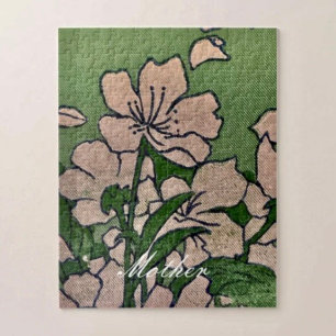 Quebra-cabeça Verde-Rosa-Flor