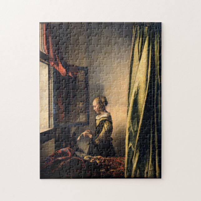 Quebra-cabeça Vermeer - Rapariga lendo uma carta em uma janela a (Vertical)