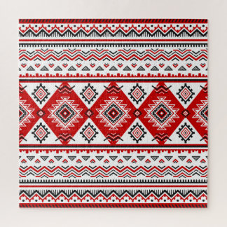 Quebra-cabeça Vermelho branco preto étnico, motivos ucranianos.