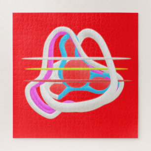 Quebra-cabeça Vermelho com design surreal abstrato em cores boni
