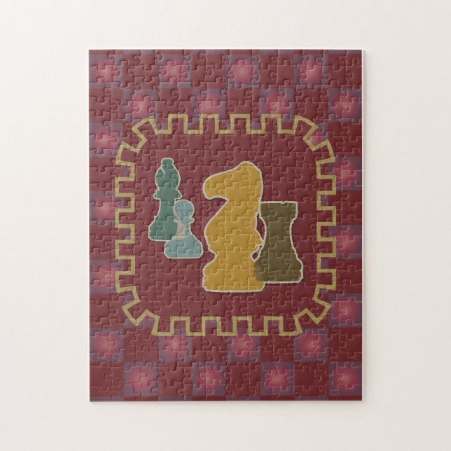 Quebra-cabeça vermelho das partes de xadrez (Vertical)