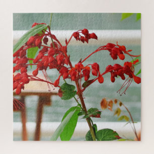 Quebra-cabeça vermelho, exótico, floral, floral, natureza, fund