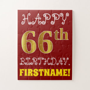 Quebra-cabeça Vermelho, Faux Dourado 66º aniversário + Quebra-ca