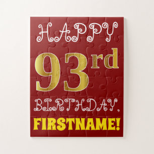 Quebra-cabeça Vermelho, Faux Dourado 93º Aniversário + Quebra-ca