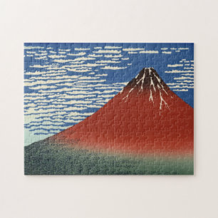 Quebra-cabeça Vermelho Fuji do céu do espaço livre do vento su