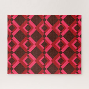 Quebra-cabeça Vermelho, rosa, ousado, vivo, legal, geométrico da