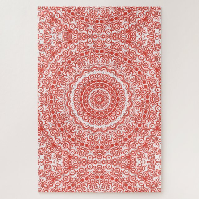 Quebra-cabeça Vermilion Mandala Red Kaleidoscope Design (Vertical)