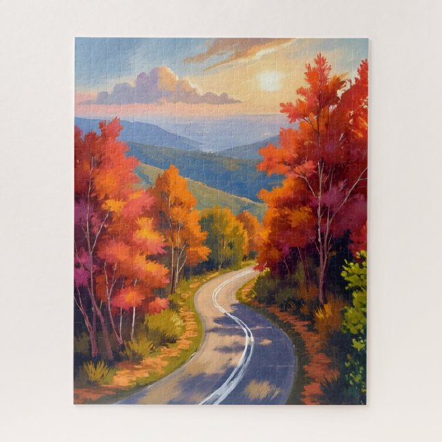 Quebra-cabeça Vermont Fall Foliage Watercolor Landscape (Vertical)
