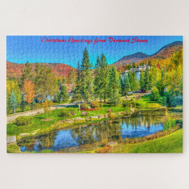 Quebra-cabeça Vermont Stowe.Saudação de Natal (Horizontal)