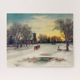 Quebra-cabeça Véspera de Natal 1885 W C Bauer Sleigh Ride to Chu
