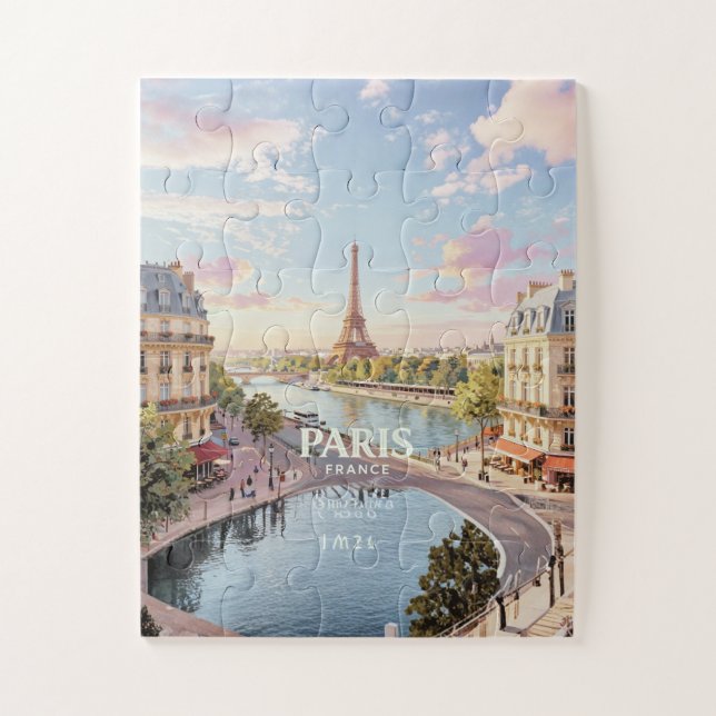 Quebra-cabeça Viagem Antiga Paris França  (Vertical)
