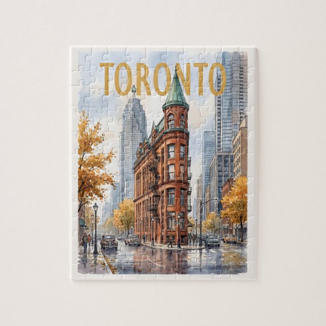 Quebra-cabeça Viagem Antiga Toronto Canadá (Vertical)