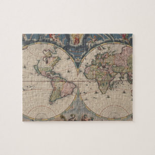 Quebra-cabeça Viagem Antiquado do Mundo do Mapa