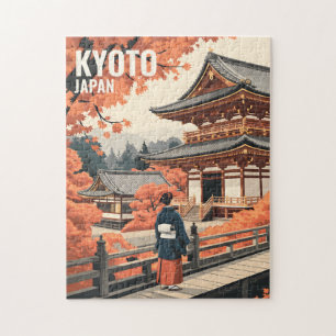 Quebra-cabeça Viagem ao Japão em Kyoto Outono Templo Retro Perso