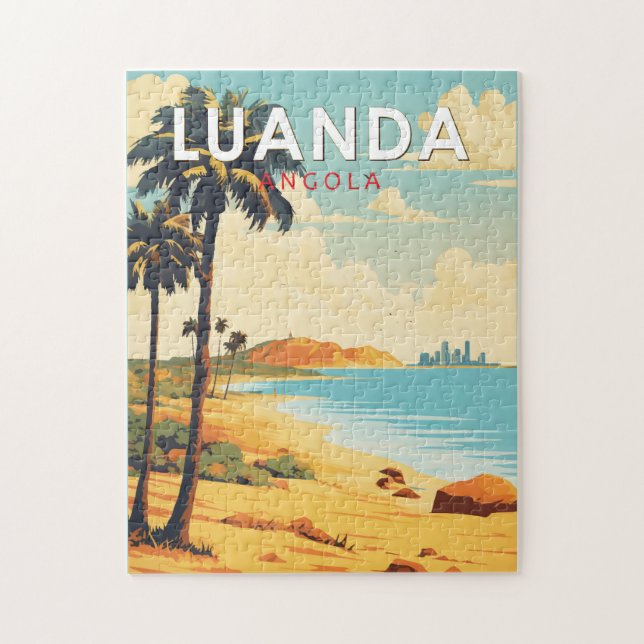 Quebra-cabeça Viagem Art Vintage de Luanda Angola (Vertical)