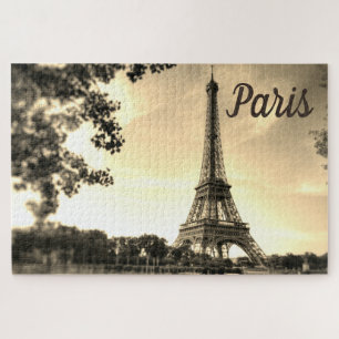 Quebra-cabeça Viagem da Sepia Eiffel Tower Paris Europa