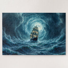 Quebra-cabeça Viagem de navio galeão de tempestade oceânica