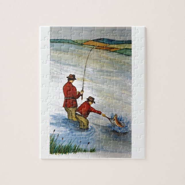 Quebra-cabeça Viagem de pesca do pai e do filho (Vertical)