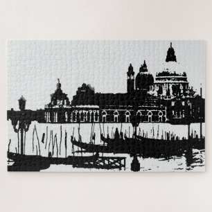 Quebra-cabeça Viagem de Veneza do Grande Canal Pop de Arte Preta