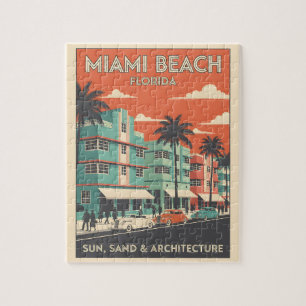 Quebra-cabeça Viagem em Miami Beach Flórida Art Deco Vintage
