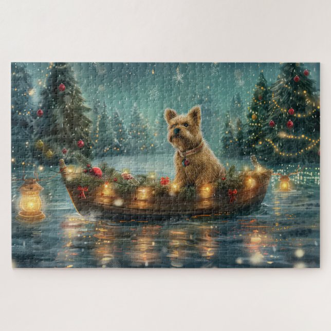 Quebra-cabeça Viagem Festiva de Natal do Cairn Terrier (Horizontal)