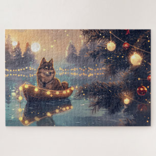 Quebra-cabeça Viagem Festiva de Natal do Finnish Lapphund
