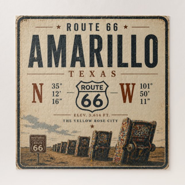 Quebra-cabeça Viagem pela antiga Rota 66 em Amarillo (Vertical)