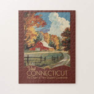 Quebra-cabeça Viagem pelo Interior de Connecticut Arte Vintage