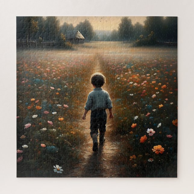 Quebra-cabeça Viagem Solitária de Criança - Campos de Maravilha (Vertical)