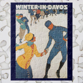 Quebra-cabeça Viagens vintage, Art Deco, Suiça de Winter Davos