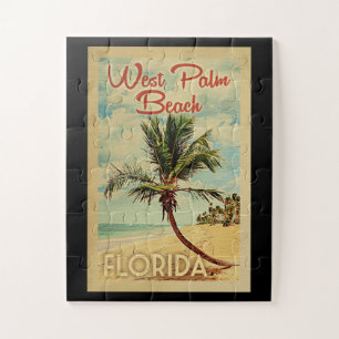 Quebra-cabeça Viagens vintage da palmeira de West Palm Beach