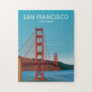 Quebra-cabeça Viagens vintage da ponte ouro Porte San Francisco