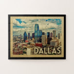 Quebra-cabeça Viagens vintage de Dallas Texas<br><div class="desc">Design de Dallas Texas no estilo das viagens vintage que caracteriza uma caro opinião da skyline da cidade.</div>