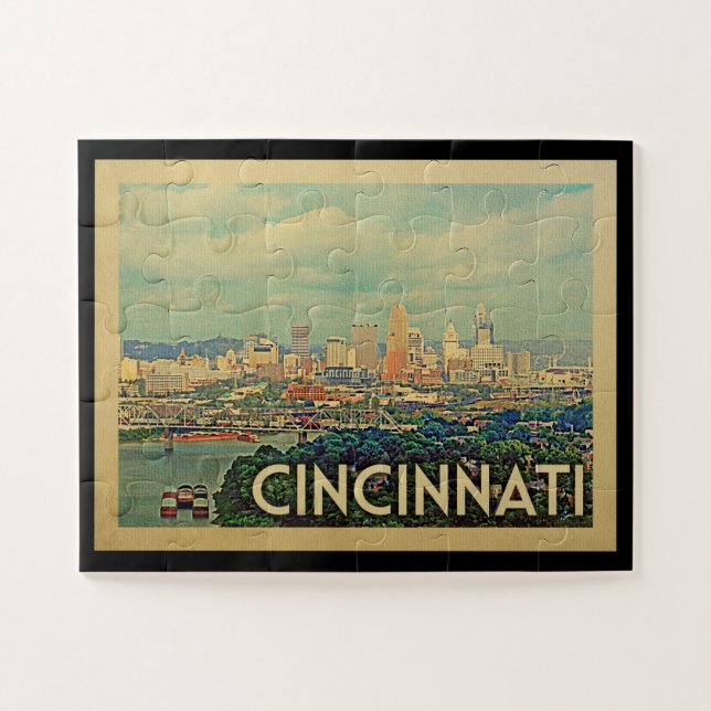 Quebra-cabeça Viagens vintage de Ohio Cincinnati (Horizontal)
