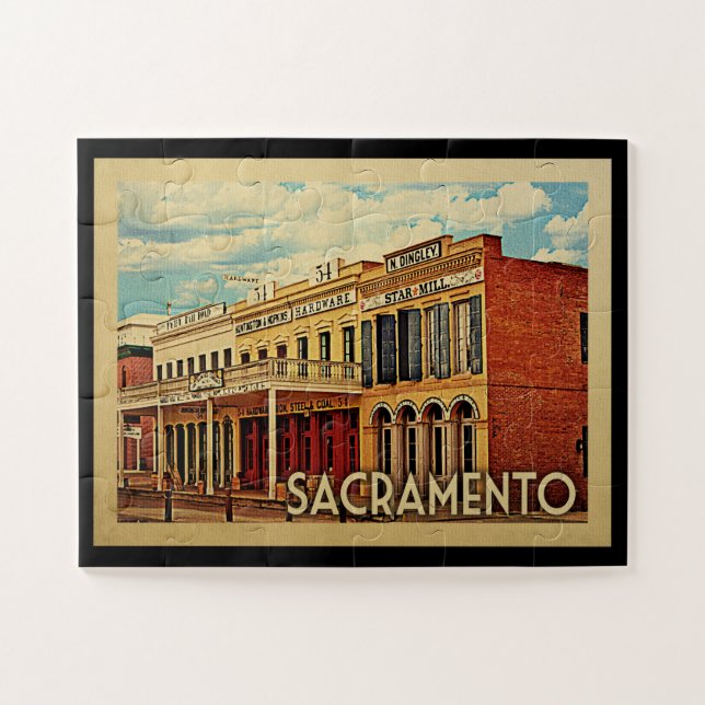 Quebra-cabeça Viagens vintage de Sacramento California (Horizontal)